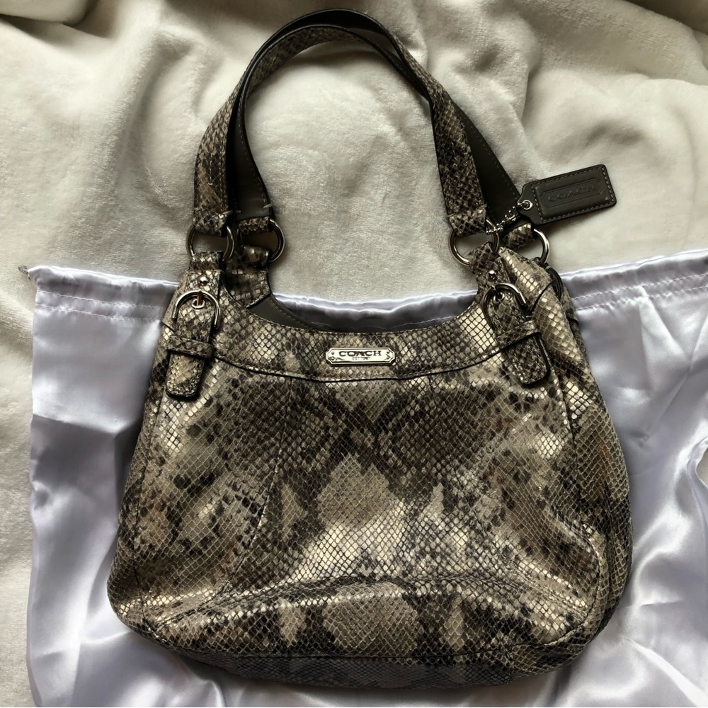 Coach Python Embossed Leather Exotic Hobo Bag F19… - image 1